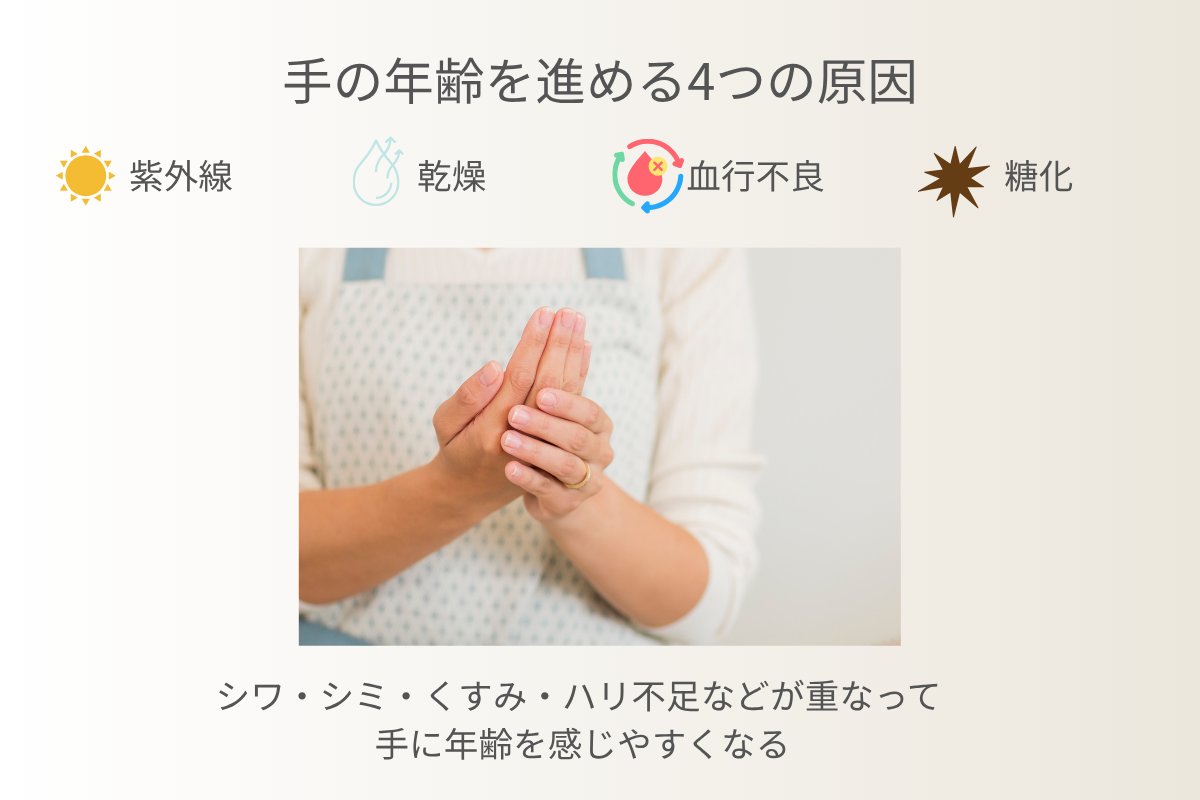 手の年齢を進める紫外線・乾燥・血行低下・糖化の4つの原因